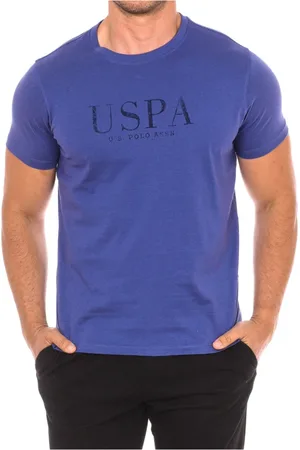 U.S. Polo Assn. Top, Herre, Lilla, XL, Bomuld, Kortærmet T-shirt med Ribhalsudskæring