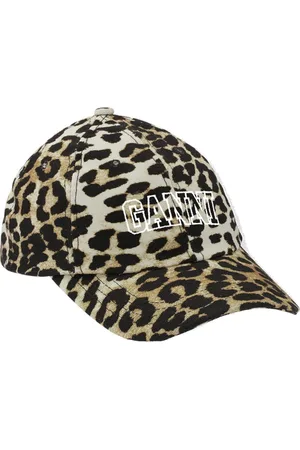 Ganni Tilbehør, Dame, Brun, ONE SIZE, Bomuld, Leopard Print Cap Hat