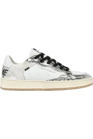 Crime london Sko, Dame, Hvid, 39 EU, Læder, Sølv Ruskind Sneakers med Hvidt Læder