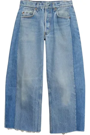 B SIDES Jeans, Dame, Blå, W26, Bomuld, Blå Slouch Crop Jeans