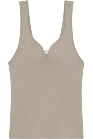 IRO Top, Dame, Grå, M, Uld, Strikket Tank Top V-Hals U-Ryg