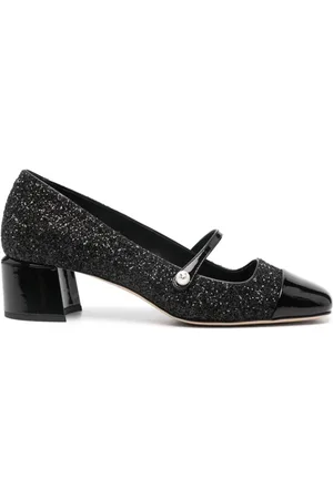 Jimmy Choo Sko, Dame, Sort, 39 EU, Læder, Glitter Leather Pumps