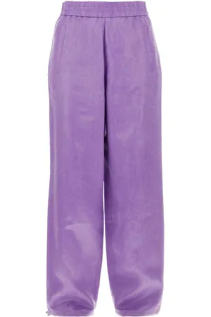 J.W.Anderson Bukser, Dame, Lilla, 2XS, Uld, High-Shine Wide-Leg Bukser