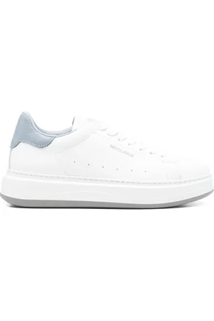 Woolrich Sko, Dame, Hvid, 39 EU, Klar Blå Sneakers med Logo Print