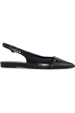 HALMANERA Sko, Dame, Sort, 37 EU, Læder, Sort læder slingback flade sko