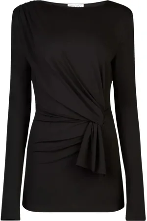 Nina Ricci Bluser & Skjorter, Dame, Sort, M, Sort Wrap Bluse med Bue