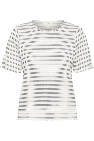 Soaked in Luxury Top, Dame, Hvid, L, Bomuld, Stribet Tee Top Sort Hvid Sleleanora