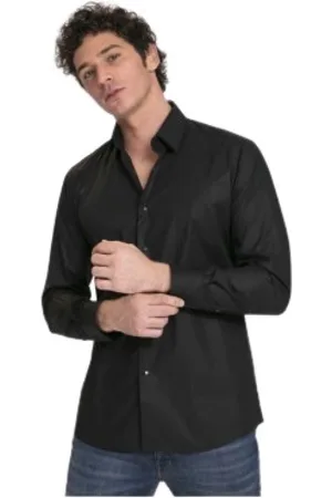 Karl Lagerfeld Skjorte, Herre, Sort, M, Bomuld, Solid Sort Formel Skjorte
