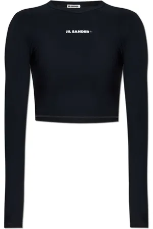 Jil Sander Top, Dame, Sort, S, Swim Top med trykt logo