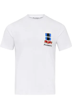 J.W.Anderson Top, Herre, Hvid, XL, Bomuld, Vinduesbroderet T-shirt