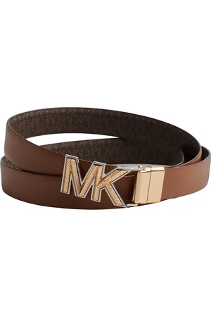 Michael Kors Tilbehør, Dame, Brun, L, Læder, Reversibel Logo Bælte i Lærred og Læder