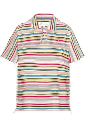 Maison Margiela Top, Herre, Flerfarvet, S, Bomuld, Stribet Bomuld Polo Skjorte