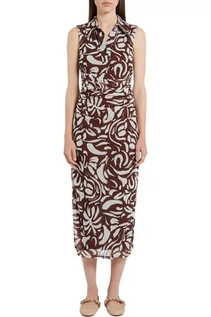 MARELLA Kjole, Dame, Brun, L, Polyester, Brun Punkt Kjole