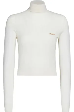Marni Strik, Dame, Hvid, M, Uld, Hvid Turtleneck Sweater Strikvarer