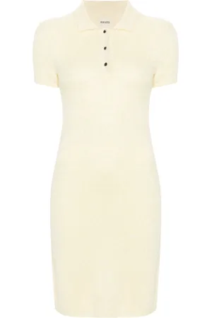 Khaite Kjole, Dame, Gul, S, Cashmere, Smørgul Strikket Polo Kjole