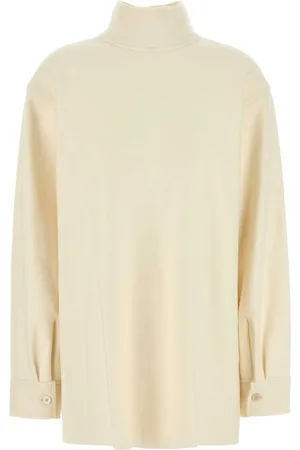 Jil Sander Strik, Dame, , M, Uld, Cremefarvet Bluse i Uldblanding