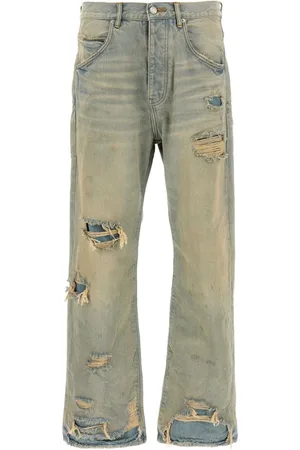 Purple Brand Jeans, Herre, Blå, W32, Bomuld, Blå Straight Jeans med Lynlås