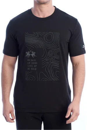 La Martina Top, Herre, Sort, 2XL, Bomuld, Herre kortærmet grafisk T-shirt