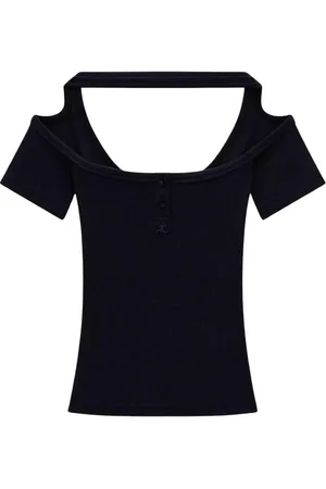Courrèges Bluser & Skjorter, Dame, Sort, XS, Bomuld, Sort Ærmeløs Top Hyperbole