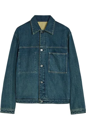 Jil Sander Jakke, Herre, Blå, M, Denim, Blå Japansk Rå Denim Jakke
