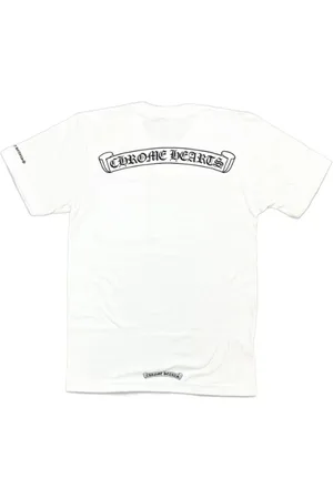 CHROME HEARTS Top, Herre, Hvid, L, Scroll Logo T-shirt i hvid