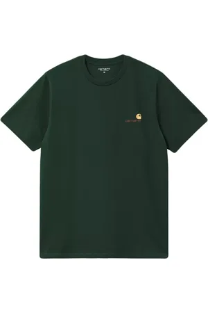 Carhartt Top, Herre, Grøn, M, Bomuld, Grøn Bomuld T-shirt med Logo Broderi