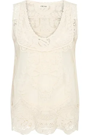 Cream Top, Dame, , XS, Uld, Elegant Blonde Top i Eggnog