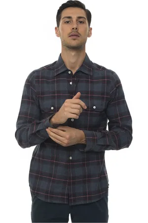 Kiton Skjorte, Herre, Blå, 2XL, Bomuld, Sportive Checkered Shirt