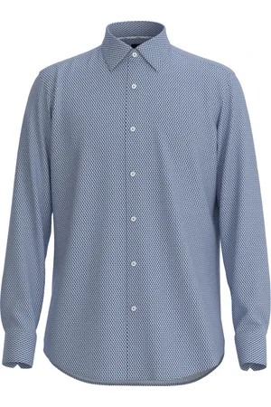 HUGO BOSS Skjorte, Herre, Blå, 3XL, Bomuld, Slim Fit Skjorte med Print