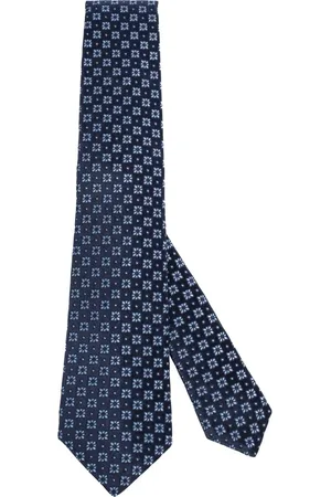 Kiton Tilbehør, Herre, Blå, ONE SIZE, Håndlavet silkeslips - Syv folder