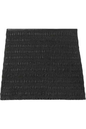 Proenza Schouler Nederdel, Dame, Sort, XS, Læder, Sort Smocked Faux Læder Mini Nederdel