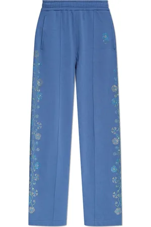 Kenzo Bukser, Dame, Blå, L, Bomuld, Sweatpants med glitrende applikationer