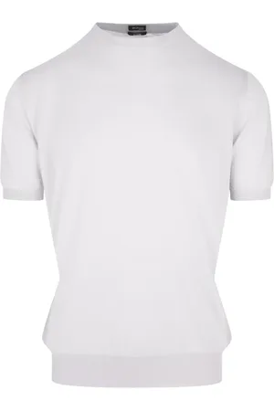 Kiton Strik, Herre, Hvid, M, Bomuld, Hvid bomuldsstrik T-shirt