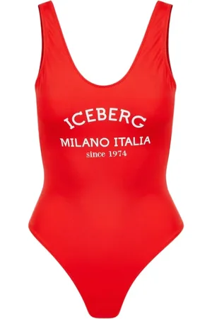Iceberg Badetøj, Dame, Rød, XS, Nylon, Logo Print One-Piece Badedragt
