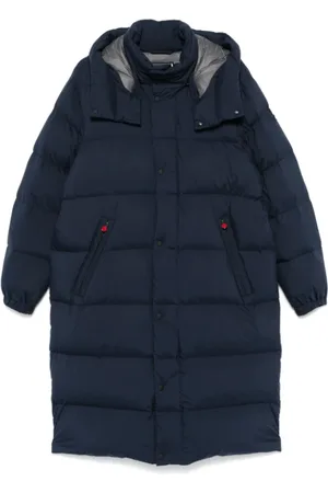 Kiton Frakke, Herre, Blå, XL, Uld, Navy Hooded Puffer Coat