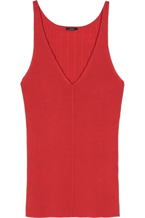 Joseph Top, Dame, Rød, M, Satin, Rød Satin Ribstrikket Tank Top