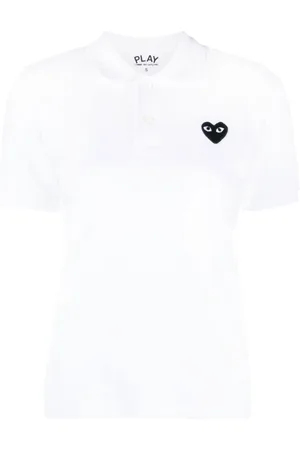 Comme des Garçons Top, Dame, Hvid, L, Bomuld, Piqué Polo Skjorte Skyhvid