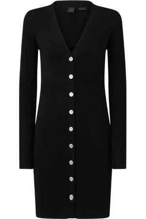 Pinko Kjole, Dame, Sort, M, Uld, Ribstrikket Uldkjole