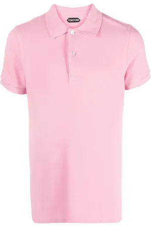 Tom Ford Top, Herre, Lyserød, 2XL, Bomuld, Polo Shirt i Bomuld med Korte Ærmer