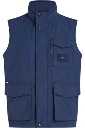 Tommy Hilfiger Jakke, Herre, Blå, XL, Bomuld, Utility Ærmeløs Vest