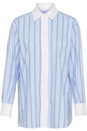 INWEAR Bluser & Skjorter, Dame, Blå, S, Bomuld, Collar Oversized Skjorte