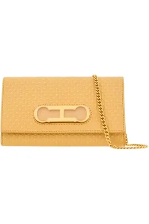 Carolina Herrera Taske, Dame, Gul, ONE SIZE, Læder, Baobab Læder Crossbody Taske med Initialer Insignia