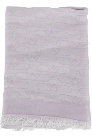 Emporio Armani Tilbehør, Dame, Lyserød, ONE SIZE, Bomuld, Lyserød Lurex Frynset Tørklæde