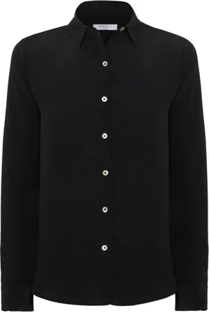 Boglioli Bluser & Skjorter, Dame, Sort, 2XS, Sort silke crêpe skjorte