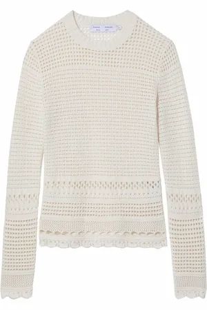 Proenza Schouler Strik, Dame, Hvid, XS, Bomuld, Hvid Pointelle Casual Bluse i Silke og Bomuld