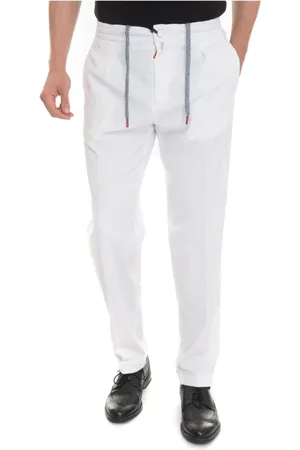 Kiton Bukser, Herre, Hvid, W36, Uld, Joggingbukser med stretch i taljen