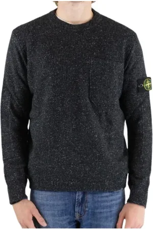 Stone Island Strik, Herre, Sort, XL, Uld, Uld Crewneck Sweater