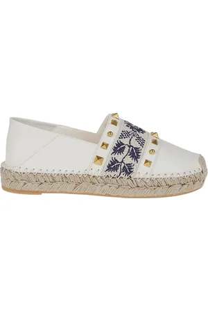 VALENTINO GARAVANI Sko, Dame, Hvid, 40 EU, Uld, Espadrille I Nappa Med Druebroderi 20mm