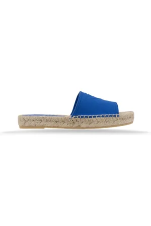 Prada Sko, Dame, Blå, 35 EU, Læder, Canvas Slip-On Espadriller med Læderdetalje