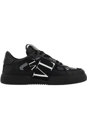 VALENTINO GARAVANI Sko, Herre, Sort, 42 1/2 EU, Uld, Perforerede Sneakers med Broderet Logo